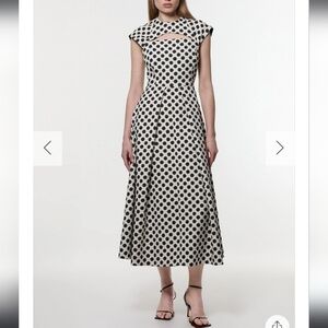 Karen Millen Spot Jacquard Full Skirted Tailored Midaxi Dress Black Polka Dot 10